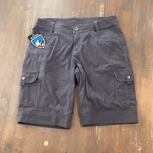 Kuhl Cargo Shorts Womens 10 Grey Hiking Outdoor 12" Inseam Nylon Stretch NEW